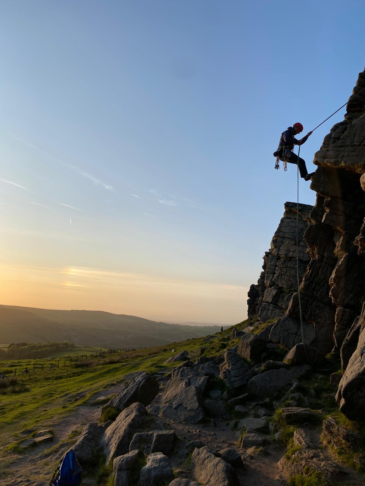 Sunset climbing at Windgather